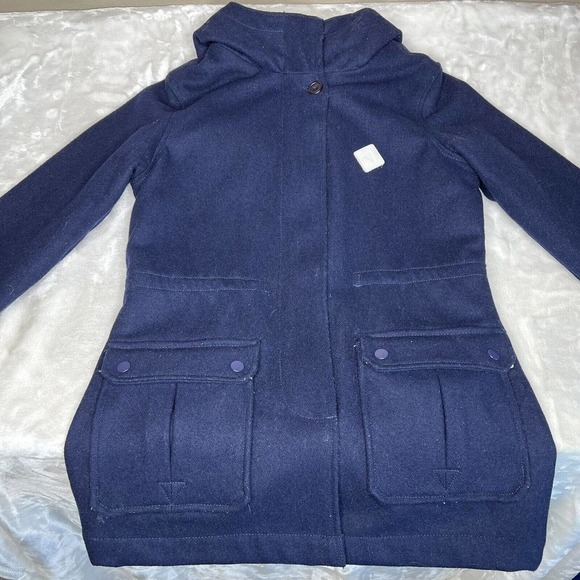 Burton Women's Blue Wool Blend Full Zip Long Sleeve Hooded Jacket Size S - Picture 2 of 9